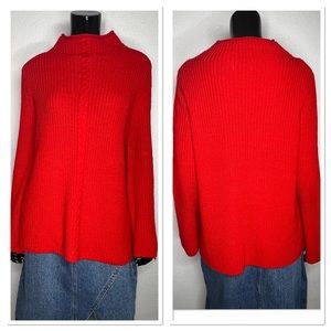 JohnPaulRichard Red Mock Neck Tunic Sweater Sz M Acrylic & Wool